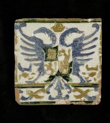Tile with the arms of Leon and Castile, c1525-1550