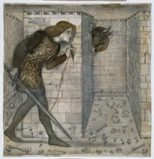 Tile Design - Theseus and the Minotaur in the Labyrinth, 1861. Creator: Sir Edward Coley Burne-Jones