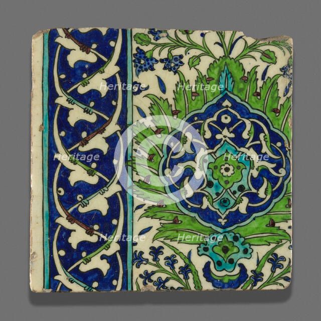 Tile, Ottoman dynasty (1299-1923), 16th or 17th century. Creator: Unknown.