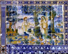 Tile panel with Adam and Eve in the paradise
