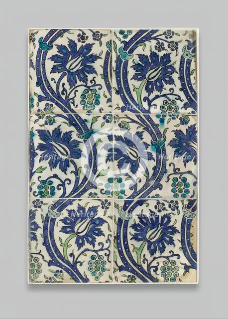 Tile Panel with Wavy-vine Design, Syria, 16th-17th century. Creator: Unknown.