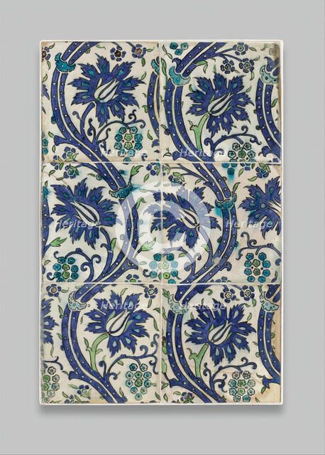 Tile Panel with Wavy-vine Design, Syria, 16th-17th century. Creator: Unknown.