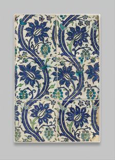 Tile Panel with Wavy-vine Design, Syria, 16th-17th century. Creator: Unknown