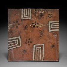 Tile: Red Oribe Ware; Platform for Tea in Summer, c. 1600. Creator: Unknown
