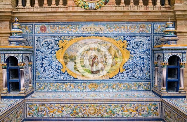 Tiled alcove in the Plaza de Espana, Seville, Andalusia, Spain, 2007. Creator: Samuel Magal.