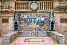 Tiled alcove in the Plaza de Espana, Seville, Andalusia, Spain, 2007. Creator: Samuel Magal