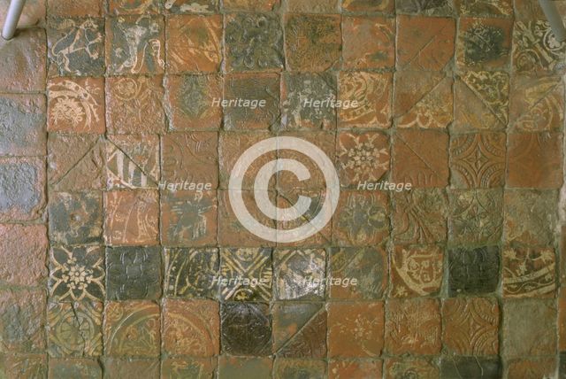 Tiled floor at Wenlock Priory, Much Wenlock, Shropshire, 1998. Artist: J Bailey