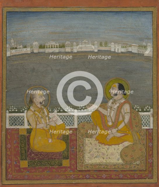 Tilkayat Dauji II Maharaj with a Visitor, c. 1825. Creator: Unknown.