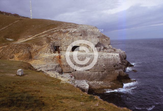 Tilly Whim Caves on Durlston Head, Dorset, 20th century.  Artist: CM Dixon.