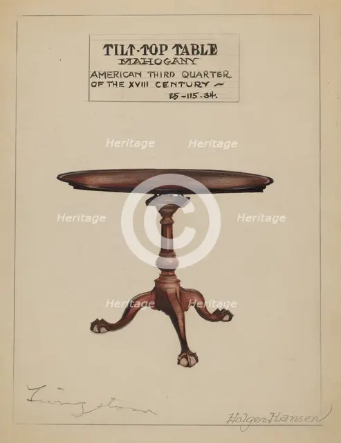 Tilt-top Table, 1935/1942. Creator: Holger Hansen.