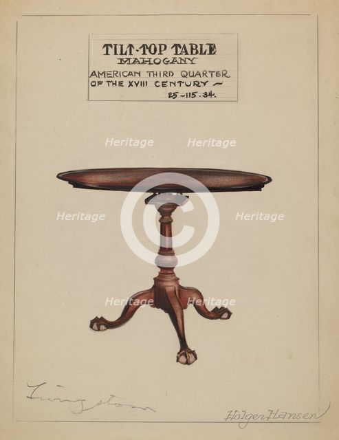 Tilt-top Table, 1935/1942. Creator: Holger Hansen.