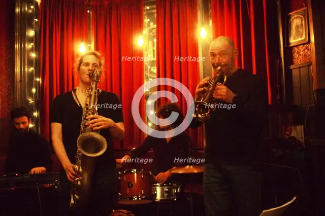 Tim Wells, Arabella Sprot, Angus Bishop and Chris Coull, Speakeasy Jazz Club, Wick Inn, Hove 2024. Creator: Brian O'Connor.