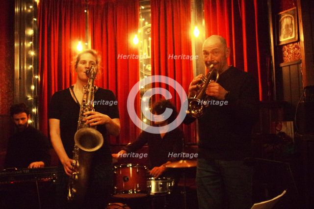 Tim Wells, Arabella Sprot, Angus Bishop and Chris Coull, Speakeasy Jazz Club, Wick Inn, Hove 2024. Creator: Brian O'Connor.