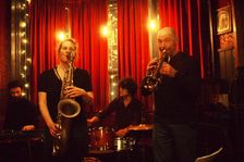 Tim Wells, Arabella Sprot, Angus Bishop and Chris Coull, Speakeasy Jazz Club, Wick Inn, Hove 2024. Creator: Brian O'Connor