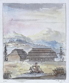 Timber Buildings in the Forests of Southern Germany, 1786. Creator: Elias Martin