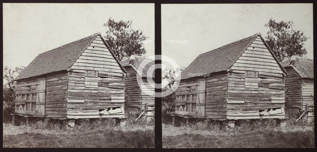 Timber barn on brick stilts, Sussex, 1913. Creator: Walter Edward Zehetmayr.