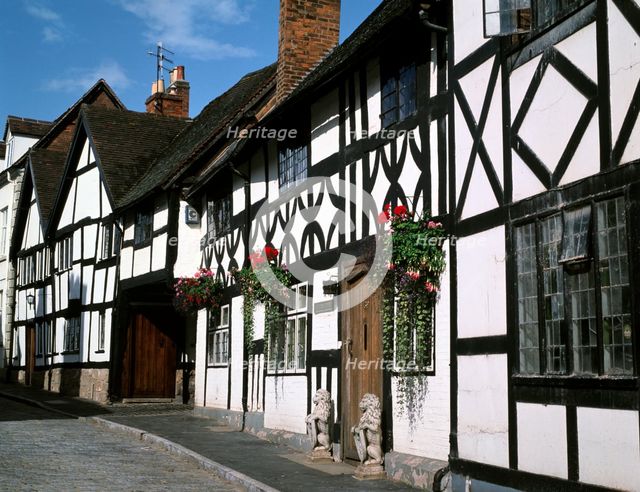 Timber-framed Tudor buildings in Mill Street, Warwick. Creator: Peter Thompson.