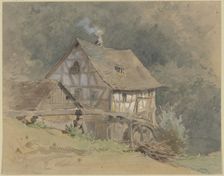 Timber framed watermill, 19th century. Creator: Philipp Rumpf