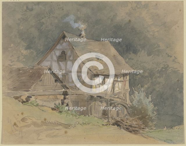 Timber framed watermill, 19th century. Creator: Philipp Rumpf.