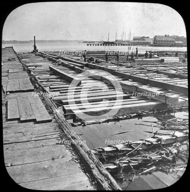 Timber raft, Canada, late 19th or early 20th century. Artist: Trade Mark