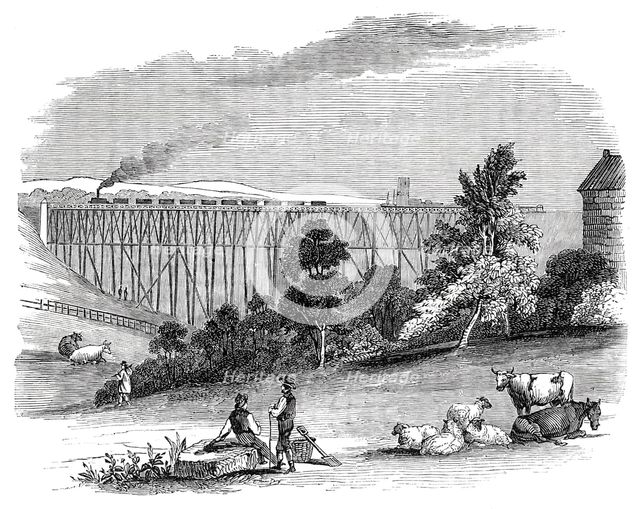 Timber Viaduct on the Darlington and Newcastle Railway, 1844. Creator: Unknown.