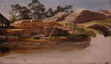 Timber Yard, probably 1839. Creator: Thomas Fearnley