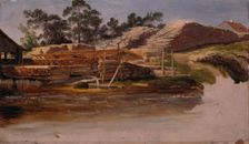 Timber Yard, probably 1839. Creator: Thomas Fearnley
