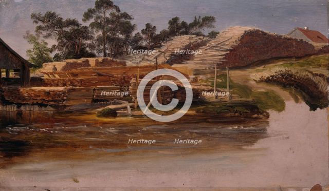 Timber Yard, probably 1839. Creator: Thomas Fearnley.