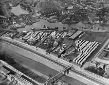 Timber yards at Baltic Wharf, Canada Wharf and Cumberland Wharf, Bristol, 1921. Artist: Aerofilms