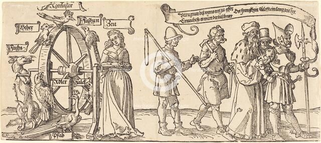 Time and a Fox Turning the Wheel of Fortune with People of all Ranks to the Right, probably 1526. Creator: Albrecht Durer.