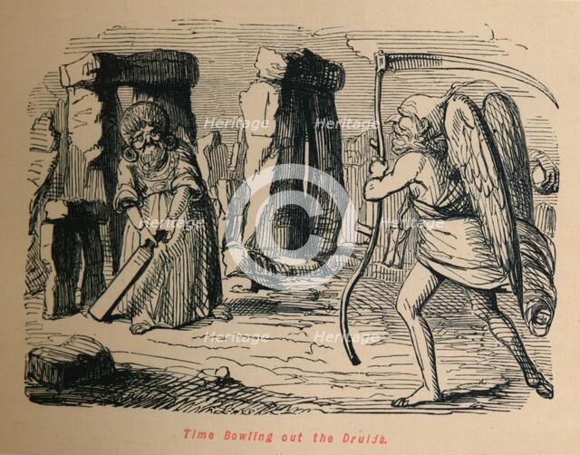 'Time Bowling out the Druids', c1860, (1860). Artist: John Leech.