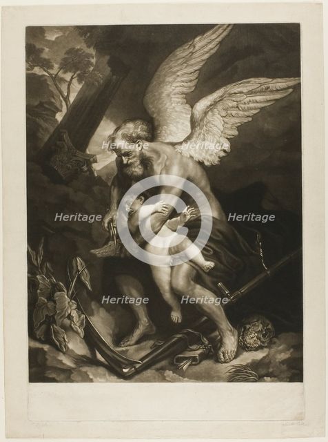 Time Clipping the Wings of Love, c. 1765. Creator: James McArdell.
