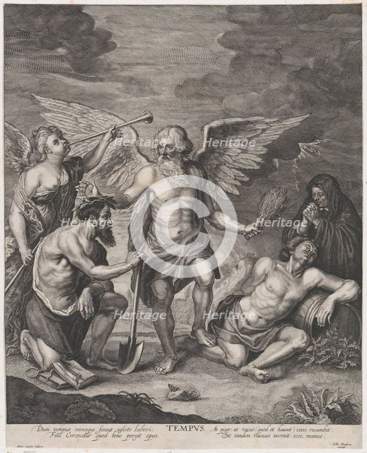 Time crowning Employment and punishing Idleness, ca. 1650-77. Creator: Antoine Couchet.