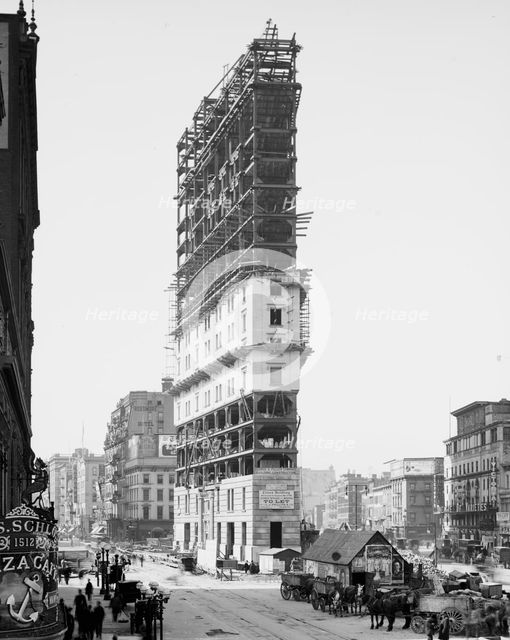 Times Building under construction, New York, N.Y., ca 1904. Creator: Unknown.