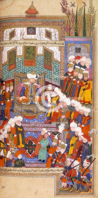 Timur's envoy reading a letter to Bayezid, 1599. Creator: Unknown.