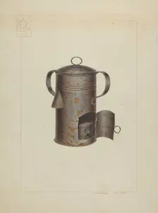 Tin Milk Warmer, c. 1938. Creator: Edward L Loper