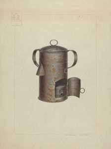 Tin Milk Warmer, c. 1938. Creator: Edward L Loper