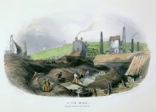 Tin mine between Camborne and Redruth, Cornwall, c1860. Creator: Unknown