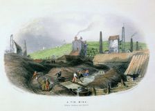 Tin mine between Camborne and Redruth, Cornwall, c1860. Creator: Unknown