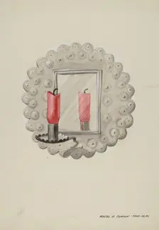 Tin-Mirror Candle Sconce, c. 1937. Creator: Majel G. Claflin