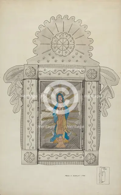 Tin Nicho Containing Guadalupe Bulto, c. 1936. Creator: Majel G. Claflin.
