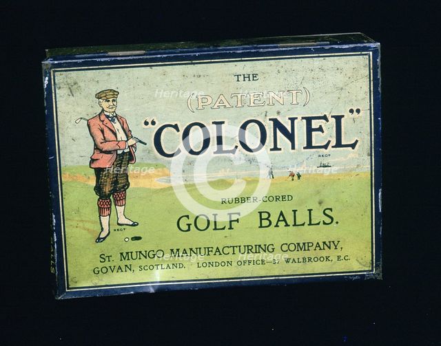 Tin of 'Colonel' golf balls, c1909. Creator: Unknown.
