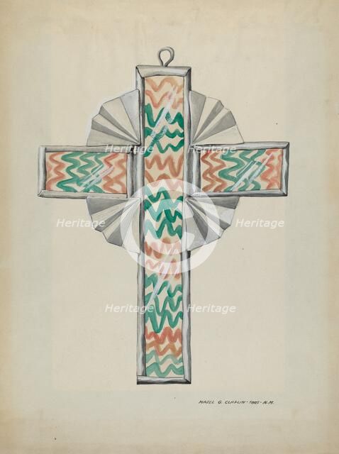 Tin and Painted Glass Cross, c. 1937. Creator: Majel G. Claflin.