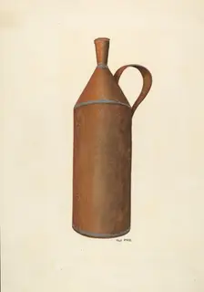 Tin Bottle, c. 1940. Creator: Ray Price