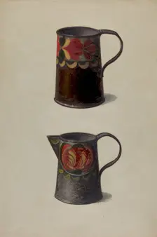 Tin Cup and Pitcher, c. 1937. Creator: Max Soltmann