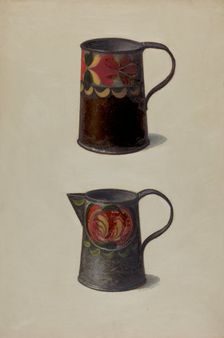 Tin Cup and Pitcher, c. 1937. Creator: Max Soltmann