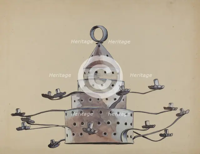 Tin Candelabra, c. 1936. Creator: E. Boyd.