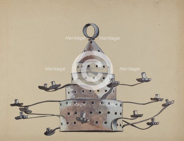 Tin Candelabra, c. 1936. Creator: E. Boyd.