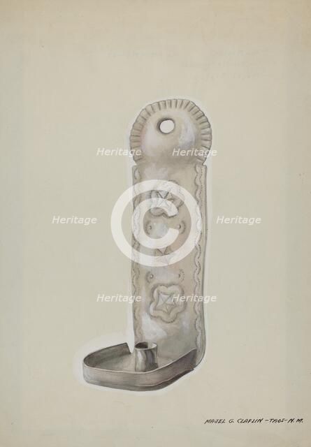 Tin Candle Sconce, c. 1937. Creator: Majel G. Claflin.