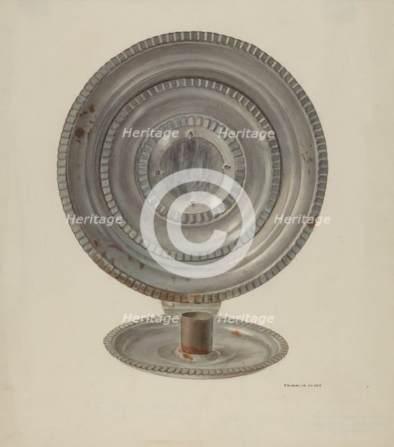 Tin Candle Sconce, c. 1940. Creator: Franklyn Syres.